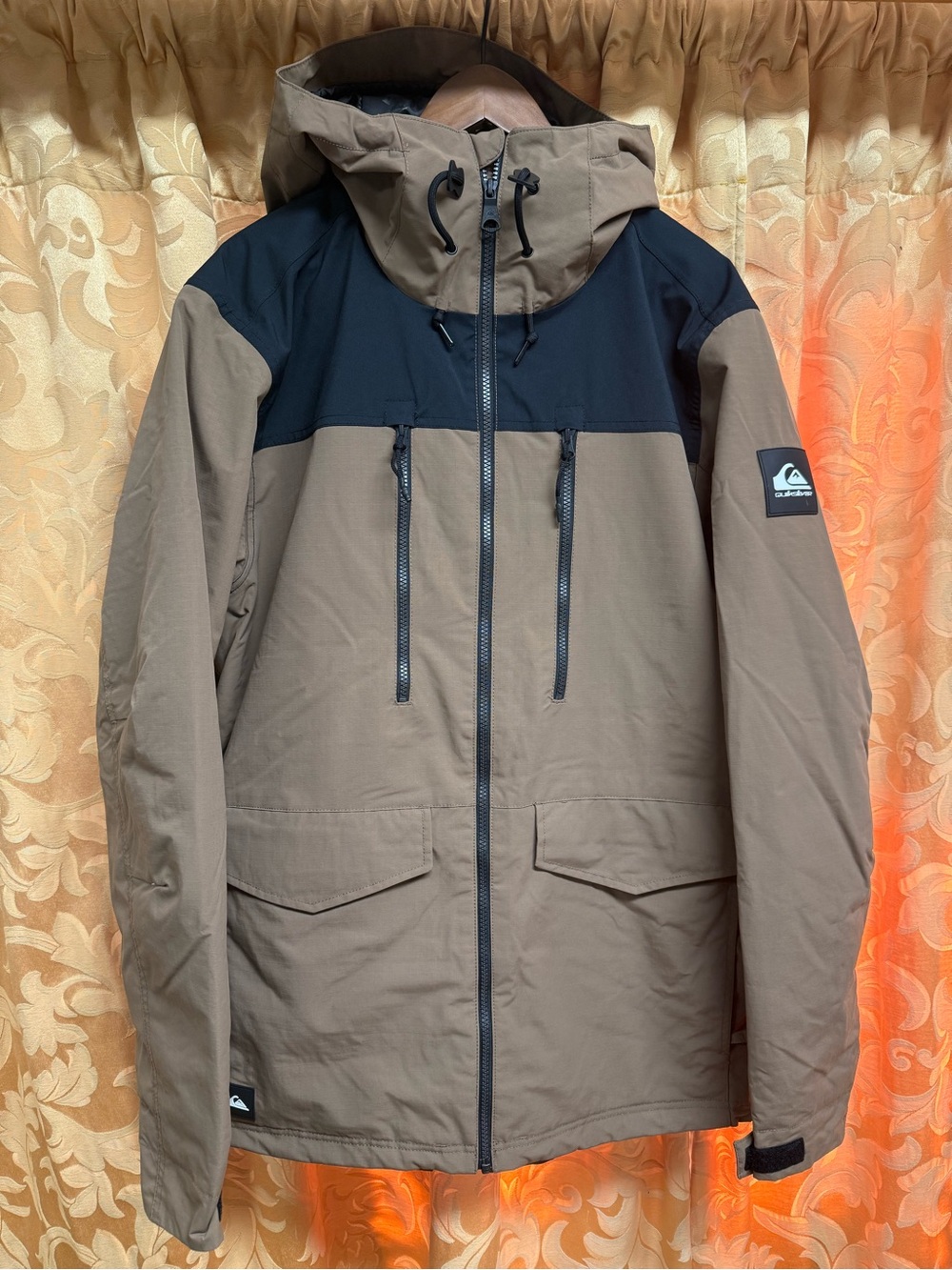 Quiksilver Men's Brown Black Hooded Shell Jacket